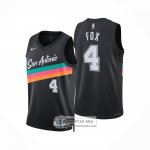 Camiseta San Antonio Spurs DeAaron Fox NO 4 Ciudad 2025-26 Negro